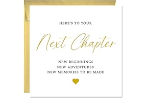 Printperfect - Congratulations Next Chapter Card - Moving, Leaving or New Job Card for Him or Her - 'Here's To Your Next Chapter' Good Luck Card for Men and Women, promotion, university, new baby