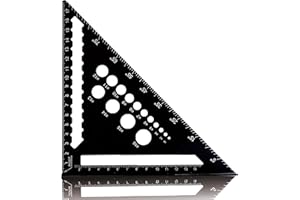 BENTRIP Speed Square with 15 Types of Drill Holes, 7-Inch Metric Triangle Ruler, Lightweight and Portable Aluminum Alloy Carpenters Square, Suitable for Carpentry, Drafting, and Measuring
