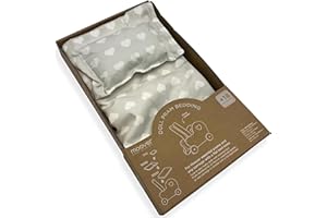 Moover Essential Doll's Pram Bedding Set, Pretend Play/Role Play, Includes Bedding, Pillow and Mattress, 3-Piece Set, 18 Months+, Grey Hearts