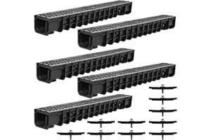 Melko® Entwässerungsrinne Entwässerungskanal C250, 5 m, Gussrost - adapté pour DN75 et incl. adaptateur pour DN110