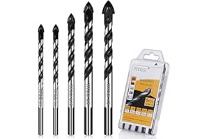 CAMDIOS Professional Drill Bit Set (5PCS) for Brick/Plastic/Cement/Wood/Glass/Etc, Industrial Strength Tile/Concrete Drill Bits, 1/4"-1/2"