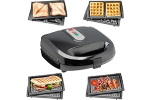 SENSIOHOME Sensio Home Multi Functional 3 in 1 Stylish Waffle, Deep Fill Sandwich, Panini or Grill Maker Machine Interchangeable Non Stick Easy Clean Plates, Secure Lock Plus Ready & Power Lights, Powerful Iron