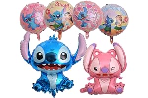 TOMICY Helium Foil Balloons 6PCS Stitch Balloons Birthday Decorations Kids Birthday Party Balloon Decoration Stitch themed party Balloons Kid's Birthday Party Decoration Supplies