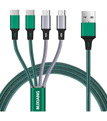 Minlu Dual Typ-C Multi Ladekabel, Dual USB-C Lightning Micro USB-Kabel 1,8m | 4 in 2 USB-A/C Multi USB Kabel, Geflochtenes Universal-Ladekabel für iPhone 17 16 15 14 13/12/11/Galaxy/Laptop/Android/Tablet Minlu Dual Typ-C Multi Ladekabel, Dual USB-C Lightning Micro USB-Kabel 1,8m | 4 in 2 USB-A/C Multi USB Kabel, Geflochtenes Universal-Ladekabel für iPhone 17 16 15 14 13/12/11/Galaxy/Laptop/Android/Tablet