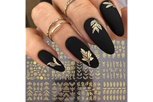 GZMAYUEN Golden Nails Stickers Plant Flowers Nail Stickers & Decals