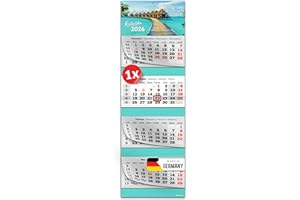 ‎PRIMUS-PRINT.DE PRIMUS PRINT XXL Kalender 2026 - Mehrblock Wandkalender - 4-Monatskalender - mit Datum Schieber, Kalender zum Aufhängen - inklusive Feiertagen & Ferien - verschiedene Motive - [ 1x Karibik ]