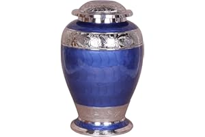 Butterflies Memorial UK Adult Human Ashes Memorial urn With Personalised Engraving Option, Burial, Funeral Cremation Urns, 200 Cubic Inches , 3.2 Litres , Dove Design in White Blue and Red (Blue)