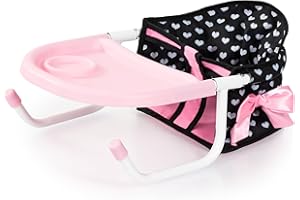 Bayer Design 65860AA Siège de Table pour poupées, Accessoires Poupon, Noir avec Petits cœurs Blancs