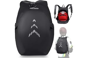 SKYJDM Motorcycle Backpack for Men - Large Capacity Waterproof Helmet Bag for Men with Laptop Pocket, Motorcycle Helmet Backpack with Reflective Stripe for Riding, Travel, Sport, Small
