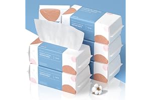 PoeticEHome Weiche Trockentücher – 600 Stück – biologisch abbaubare Einweg Baumwoll Gesichtstücher, Fusselfreies Trocken Nasshandtuch für Empfindliche Haut, 6er-Pack