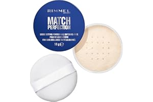Rimmel Match Perfection Loose Setting Powder, 001 Translucent, Lightweight & Breathable, Matte Finish, Vegan-Friendly Makeup, 18g