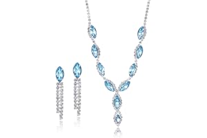 GKAOPI Women's Jewellery Sets Rhinestone Teardrop Necklace Dangle Long Tassel Earrings Brides Bridemaid Jewelry Sets Prom Costume Accessories for Women Birthday Gifts