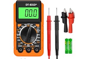 ARCHER LIFE HALL Digital Multimeter with LCD Backlight, 2000 Counts TRMS Multifunction Voltmeter Tests, Fuse for Measuring DC/AC Voltage, DC Current, Resistance, Continuity and Diode