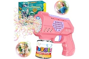 P PANACARE Panacare Graffiti Pistolet à Bulles, Machine à Bulles pour Enfants 4000+ Bulles/Min avec 130ML de Liquide à Bulles, Machine à Bulles Cadeau pour Enfants/Anniversaire/fête, Bubble Gun (Pink)