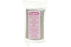 CULPITT Metallic Colour Food Modelling Pastes, Sugar Paste for Celebration Cake Models, Hearts, Stars, Flowers, Leaves, & Floral Gums That Set Hard for a Shimmering Finish - SIlver 100g