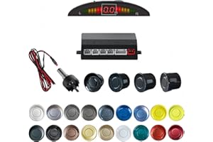SANDETOUN Parking Sensor Kit Backup Sensor Kit Reverse Sensor for Car 18 Color Options for Probes Adjustable Alarm Volume Professional Sensore de Reversa para Carro Safe Driving Assistant（Black)