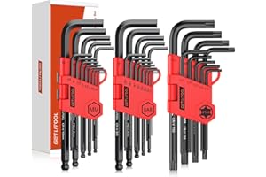 GETLITOOL 35szt Imperial Metryczny Klucz imbusowy i Klucz Torx Profesjonalne Modele Grawerowanie laserowe Klucz sześciokątny 6150 Stal Chrom Vanadium do Naprawy Rowerów itp.