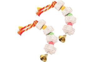 POPETPOP Periquito Pico Piedra-Pájaro Masticar Juguetes 2PCS Roca Mineral de Juguetes Forma de Estrella con Bell por Forrajeo