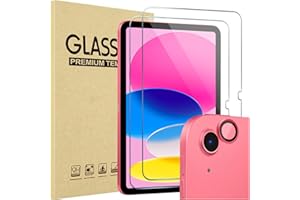 ProCase 2 Pack Screen Protector for iPad A16 2025 11th/10th 2022 Generation (11-inch/10.9), Clear Tempered Glass Film Guard with 1 Camera Lens Protector -Pink