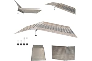 WORHAN Rampe de Seuil 300kg Rigide pour Fauteuil Roulant Chargement Plateforme Hauteur Variable Réglable Surface Antidérapante Aluminium Anodisé TR127