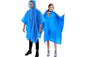 ANYOO Wodoodporne ponczo przeciwdeszczowe dla dorosłych, 2 szt., wielokrotnego użytku, PEVA, peleryna przeciwdeszczowa z kapturem, na festiwal, kemping, wędrówki, podróże, jeden rozmiar