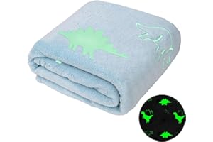 Winthome Coperta Che si Illumina al Buio - Coperta Bambini Morbida Flanella, Plaid Bambini Soffice, Divertente, Coperta Pile Bambino per Ragazzi e Ragazze, Regalo,Tutte Le Stagioni (Dino,130x170cm)