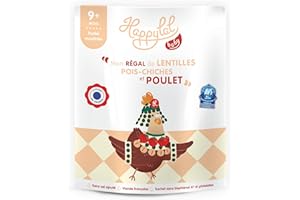 Happylal Baby Repas Halal Bébé 9 mois | Lentilles, Pois-Chiches, Poulet | Petits pots Certifiés Halal | Diversification alimentaire bébé | Fabriqué en France | Lot 10 x 190g