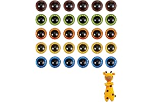 FUGLUS 30 ojos de seguridad para animales de ganchillo, 15 mm, con arandelas, para manualidades, muñecas y peluches, en 5 colores