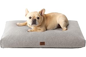 EHEYCIGA Shredded Memory Foam Dog Bed Medium Washable, Dog Beds Orthopedic Dog Mattress for Crate Bed, Pet Bed Dog Pillow with Removable Cover, Grey, 76x51x11.5cm