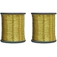 Embroiderymaterial Metallic Zari Thread for Embroidery, sewing and jewelry making, Gold Color, 0.1MM(Pack of 2 Roll),95gram
