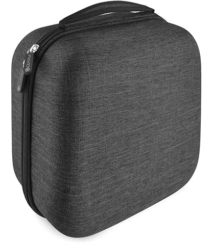 Geekria Shield Case voor grote over-ear hoofdtelefoon, vervangende beschermende harde schaal reistas met kabelopslag, compatibel met Beyerdynamic MMX 300, HE400S (microvezel grijs