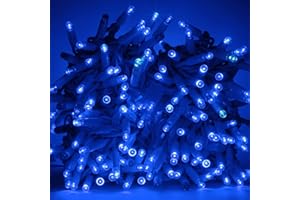 Luccika Serie Stringa luminosa di luci da 10 metri con 100 MaxiLed Blu con flash Bianco Ghiaccio Catena di Natale Professionale per uso Esterno ed Interno con alimentatore