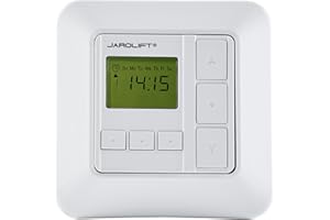 jarolift Temporizador Sevenlogic Comfort Accionamiento Conectado por Cable para Persianas Toldos Venecianas, 8 Canales de Programación Blanco