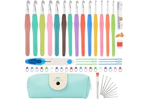 Moseem Crochet Hook Set 54 Pieces, 14 Sizes Crochet Set from 2 mm to 10 mm for Beginners with Crochet Accessories, Ergonomic Crochet Hooks, Soft Rubber Crochet Hook, Crochet Set, Crochet Hook Set with