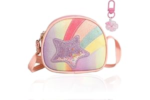ChAusa Rose Sac a Main Enfant Fille en Ciel Étoile, Princesse Mignon Sacoche Enfant, Réglable Arcen Sac à Bandoulière pour Petites illes, Enfants Shopping la Randonnée