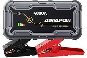 AIMAPOW Starthilfe Powerbank 4000A 12V (Bis Zu 7,0L Benzin Oder 5,5L Diesel) Auto Starthilfe mit LED-Taschenlampe, großen Bildschirm, Jumper Bildschirm, Autobatterie Booster für SUV Motorrad Rasenmähe