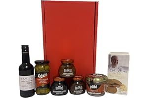FINE FOOD STORE 20cl Taylor's Late Bottled Vintage 2015 Port and Nibbles Food Hamper Presented in a Red Box