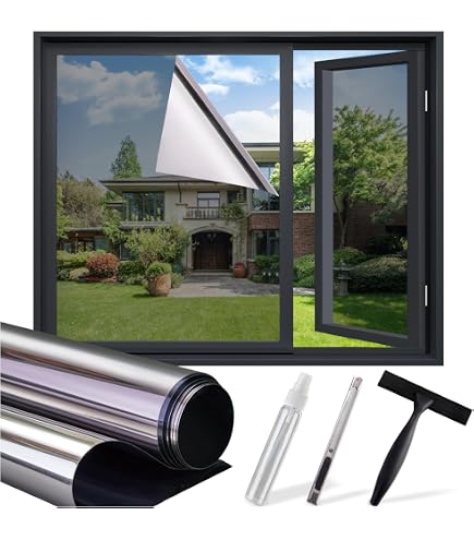 Film Miroir Fenêtre Anti-UV - 99% Protection - Argent/Noir - 60x400cm