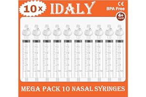 IDALY MEGA PACK 10 Siringa Per Lavaggi Nasali Bambini – Siringhe E Olive Nasali Per Neonato – Siringa E Beccuccio Oliva Per Lavaggio Bambini – Doccia Nasale – Pompetta Irrigatore Nasale.