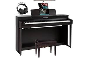 Steinmayer DP-361 RW Set Piano numérique avec 88 touches avec mécanisme à marteau - Ebony/Ivory Touch - Bluetooth Audio/MIDI - Set incl. banc de piano, lampe de piano et écouteurs
