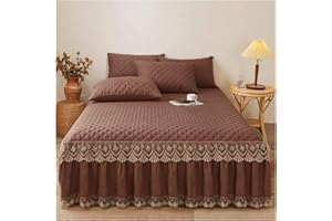 UYEOCO WWQQ Elastico Gonna Letto con Volant Avvolgente Gonna da Letto Una Piazza E Mezzo Matrimoniale/Singolo Mantovana Giroletto Quattro Stagioni Universali Gonna Letto Copriletto