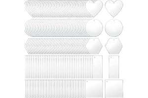 Qeunrtiy 200 StüCke Acryl SchlüSselanhäNger Rohlinge, Acryl, Transparente SchlüSselanhäNger AnhäNger für DIY Bastelprojekte