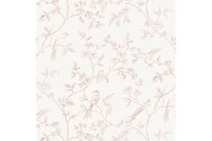Yomshi självhäftande tapeter fåglar blommor tapeter rosa självhäftande film möbler vattentät vinyl möbelfolie 44 cm x 3 m väg