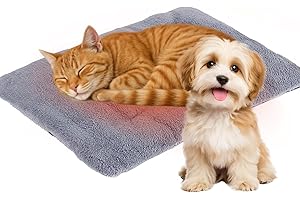 SUNOYA Couverture auto-chauffante pour chat - Tapis pour chien - 70 x 45 cm - Douce et chaude - Pour lit de chat ou chien - Lavable - Antidérapant - Pour l'intérieur et l'extérieur - Gris argenté