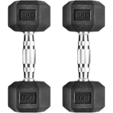Hexagonal Dumbbells 5-25 kg Professional Set for Home Gym, Cast Iron with Rubber Coating with Ergonomic Non-Slip Handle, Vers