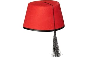 Boland 04016 - Sombrero para adultos Fez Fadime, rojo con borla negra, fiesta de disfraces oriental, fiesta temática, carnaval