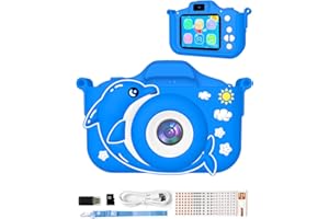 DUFUSO Macchina Fotografica Bambini, IPS 2,0" Fotocamera Bambini, 24MP, Video 1080P Bambina Macchina Fotografica, 5 Giochi, Zoom 8x, Scheda TF 32G, Regalo per Bambini e Ragazze da 3 4 5 6 7 8 Anni