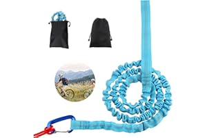 MEKEET Corde de Remorquage de Vélo pour Enfant, Sangle de remorquage de vélo VTT, Corde de Remorquage Elastique pour Vélo avec Sac de Rangement, Capacité de Charge de 200kg (Bleu)