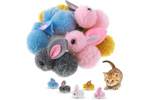 Amaxiu 10 palline giocattolo in peluche per gatti, a forma di coniglietto, morbide palline da 5,5 cm, per interni e per gatti