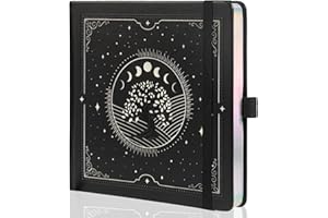 TIEFOSSI Tree of Life Journal, Square Dotted Journal for Women Men, Dot Aesthetic Notebook with 160 Numbered Pages, Hardcover Vegan Leather Journals with Bookmark, 160 GSM Thick Paper